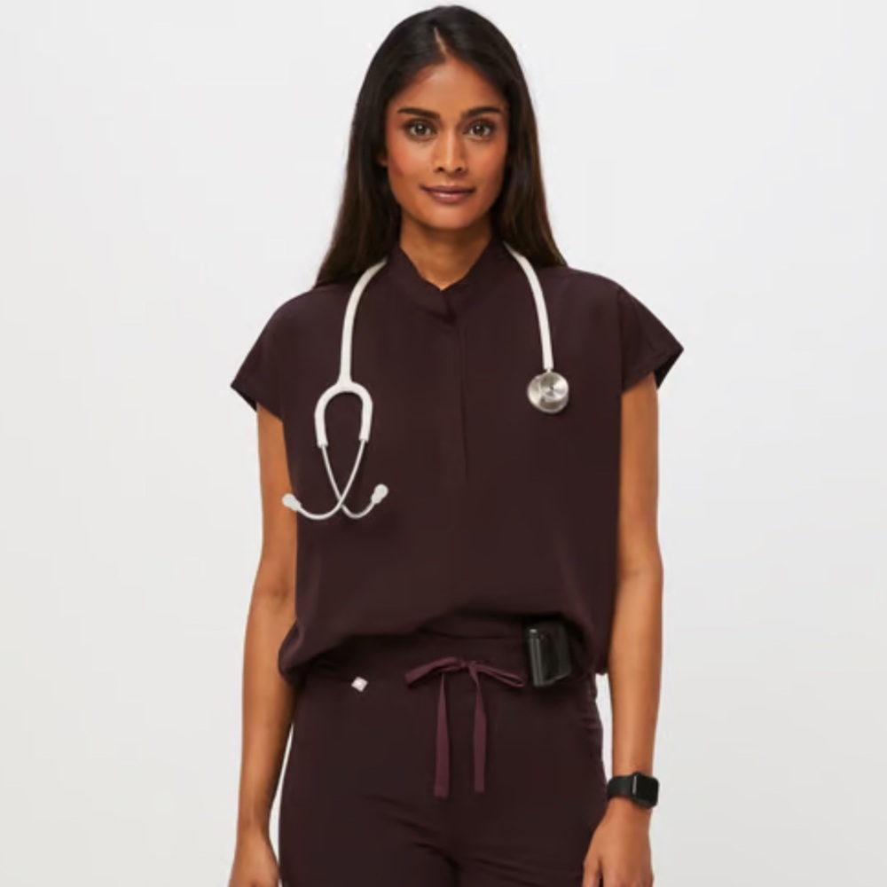FIGS Rafaela Oversized Scrub Top in Espresso